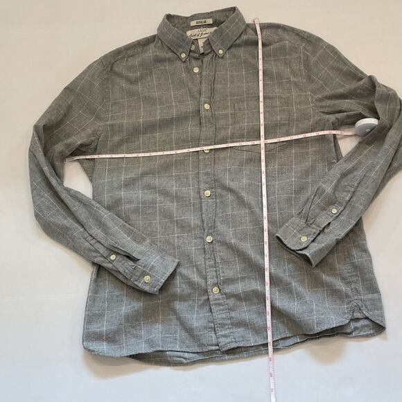 H&M LOGG Lightweight Flannel Gray & White Check/Windowpane Button Down Shirt, M - Picture 10 of 12